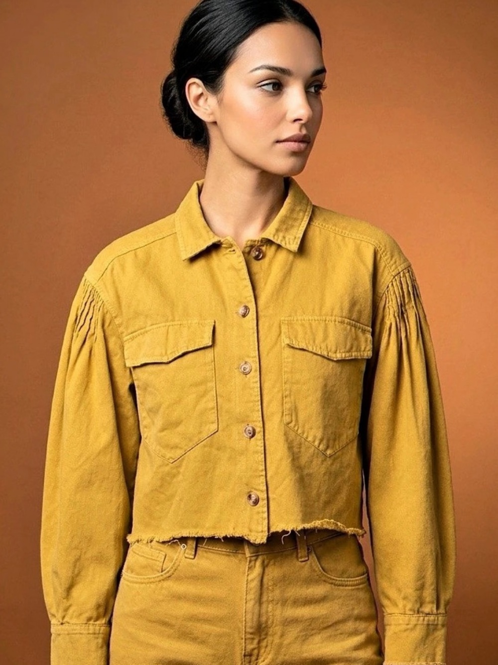 EVIDNT Los Angeles Cotton Utility Jacket in Yellow Size Medium
